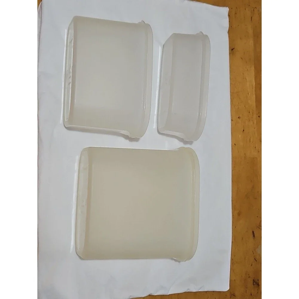 Set of 3 Vintage Tupperware Modular Mates  1613, 1612, 1611 Sz 1,2 & 3 W Red Lid